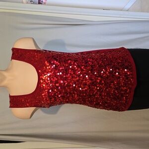 Ann Taylor Loft red sequined front tank top